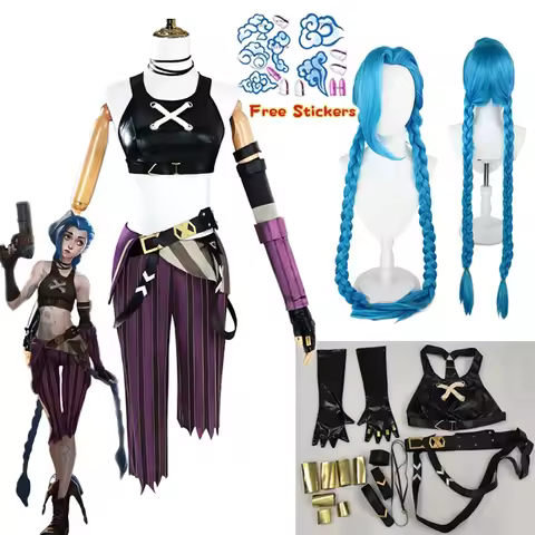 Arcane Season 2 League of Legends LOL Arcane Jinx Halloween Cosplay Costume Loli Outfit Halloween Christmas Gift Cos Convention