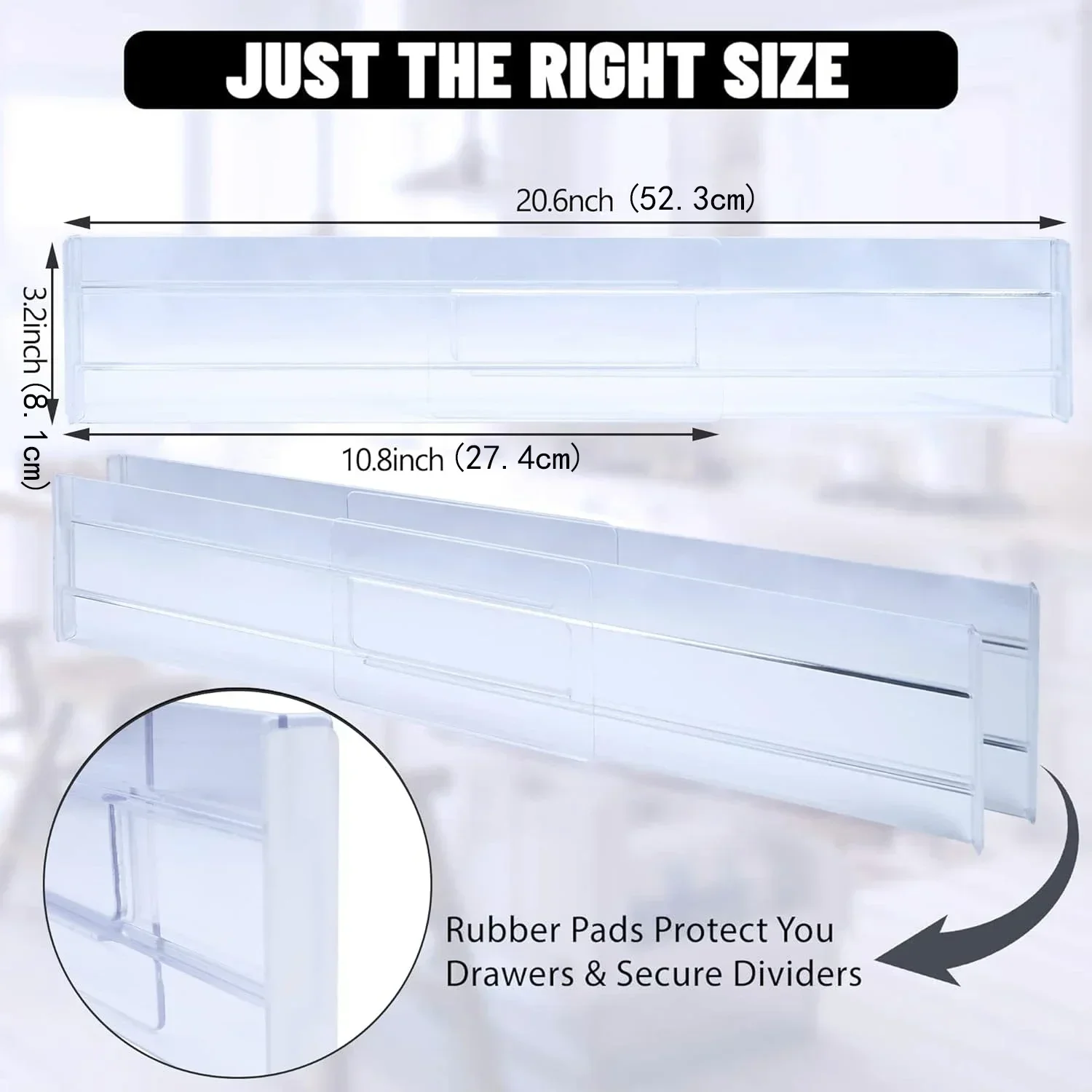 1/2/4/8Pcs Transparent Drawer Dividers Adjustable Expandable Drawer Dividers for Clothing Utensils Cosmetics Office Storage