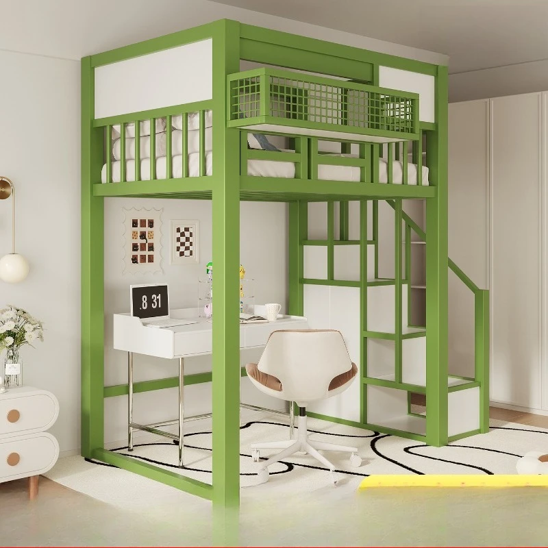 Tree house loft bed Under the bed Empty partition bed Wrought iron second floor frame Upper and lower floor suspended bed