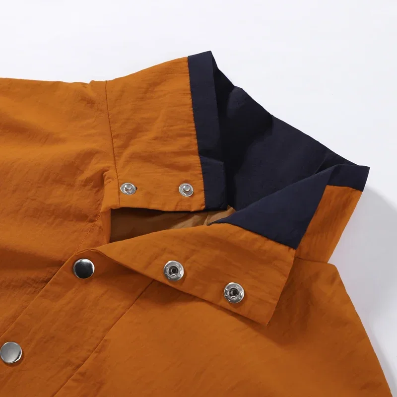 2026 Herbst Damenjacke mit Kontrastfarbenen Langen Ärmeln, Taschen und Knöpfen, Elegantes Damen-Oberteil, Modischer Pendler-Mantel für Frühling – Detail 3