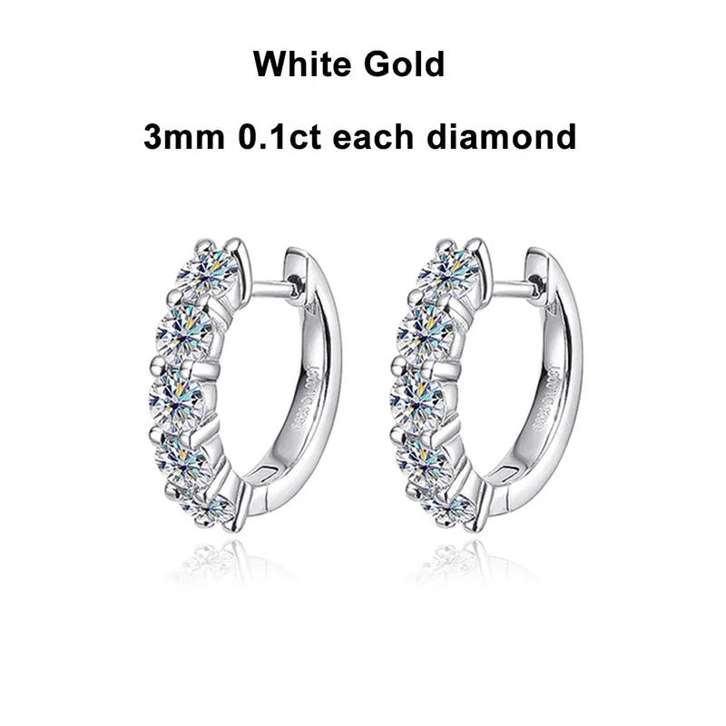 SHSTONE anting-anting berlian Moissanite warna D 0,1ct 3mm anting-anting berlian asli 925 Sterling Sliver jepit telinga untuk hadiah perhiasan bagus pernikahan wanita