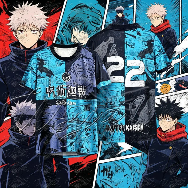 Jujutsu Kaisen Split Comic Print Sports T-Shirt No.22 Summer Quick Dry Unisex Anime Streetwear Casual Short Sleeve Top Y2k