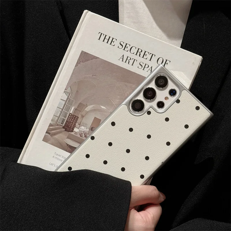 Creative Leather Polka Dots Case for Samsung Galaxy S22 S23 S24 Ultra S24+ S24 Plus Cover Case