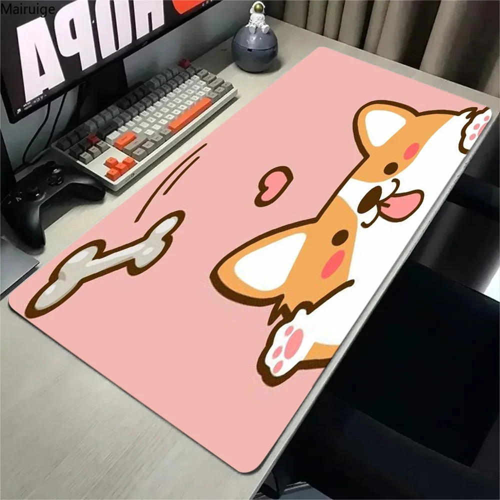 Cute corgi cartoon pattern Large HD Game Mouse Pad Computer Mousepad PC Gamer Mouse Mat Laptop Carpet Keyboa rubber Desk Mat