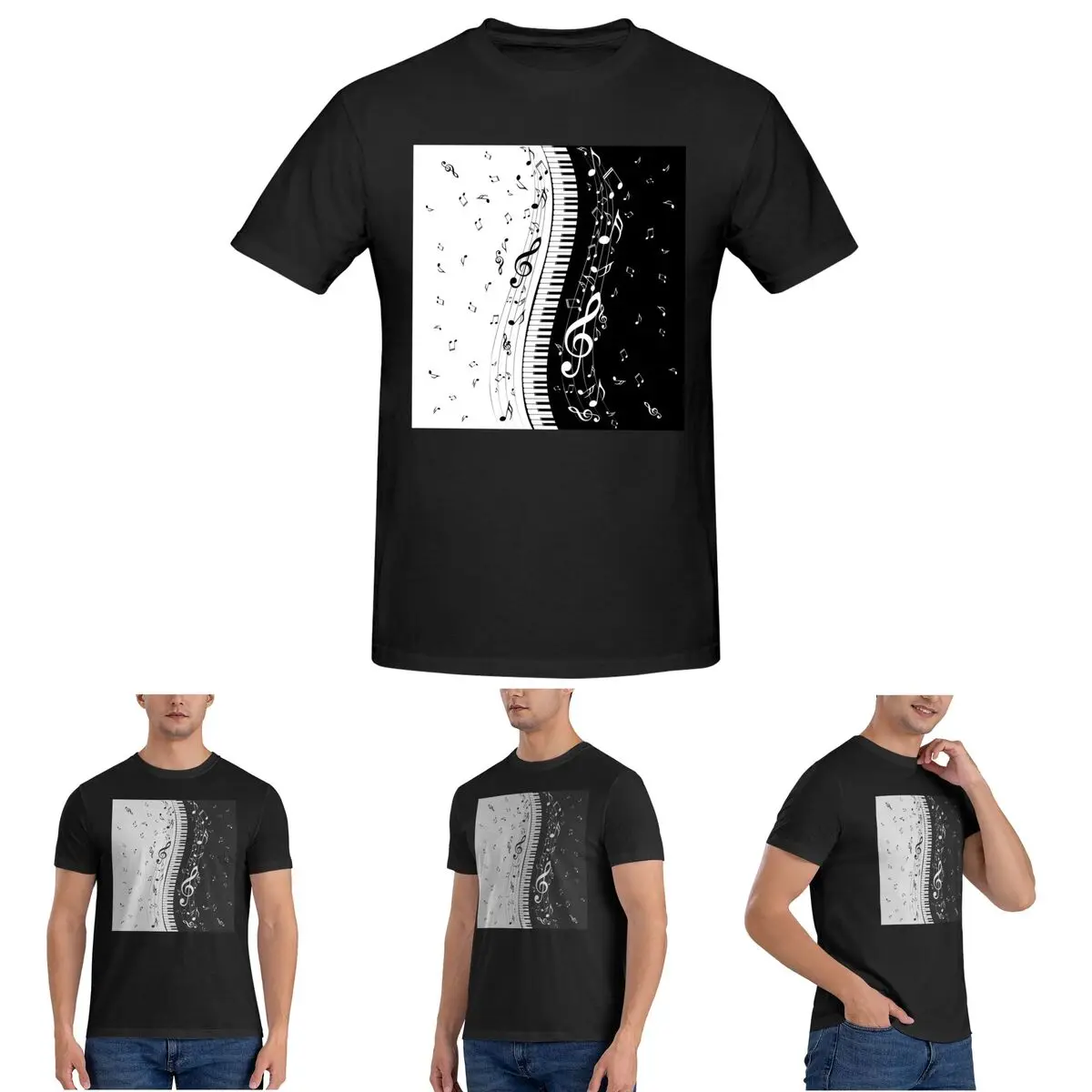 

Мужская футболка с абстрактными клавишами пианино и музыкальными нотами, хлопковые футболки больших размеров, мужские футболки, короткая одежда с круглым вырезом, топы S-6XL