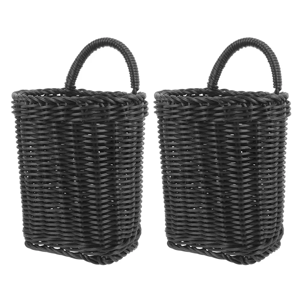 

2pcs Rattan Woven Hanging Basket for Bathroom Kitchen Storage Fruits Veggies Organizer Retro Wall Basket Durability