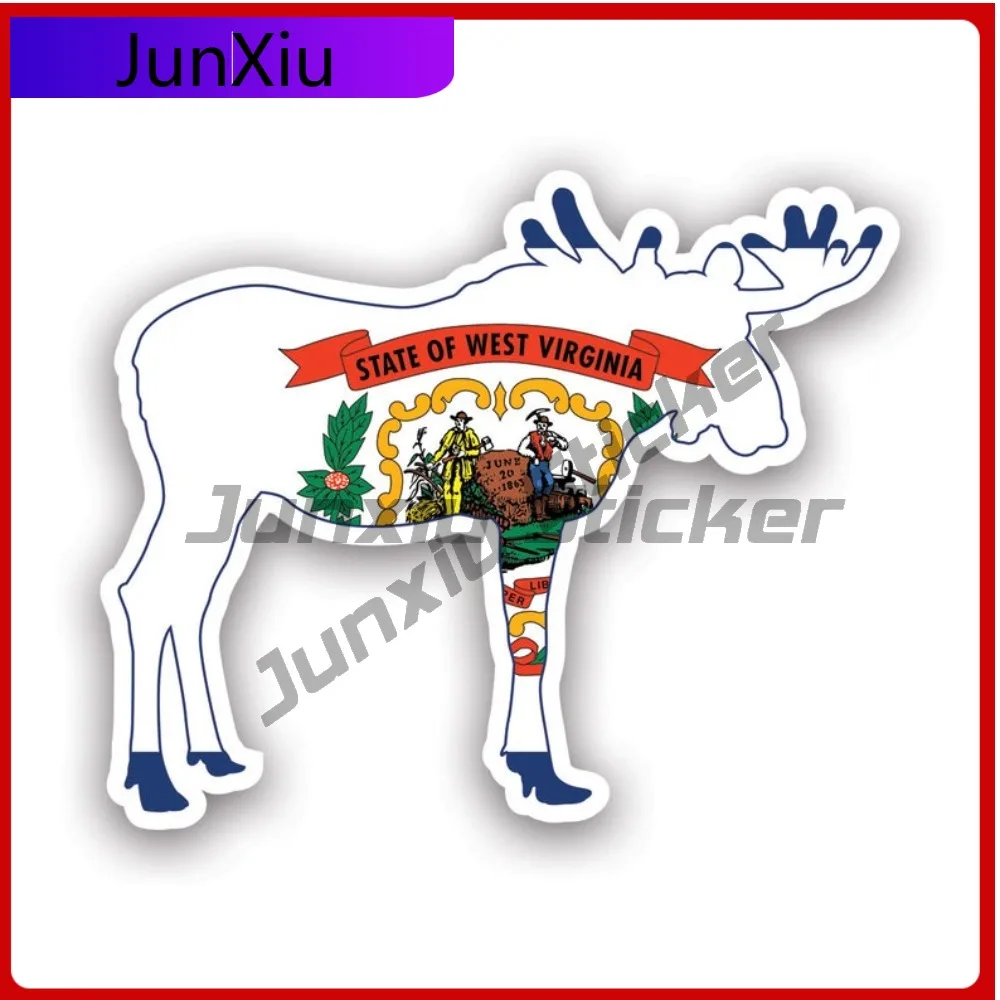 

West Virginia Moose Waterproof Fade Resistant Vintage For Car Body Truck Helmet Removable No Residue Decoration Scratch