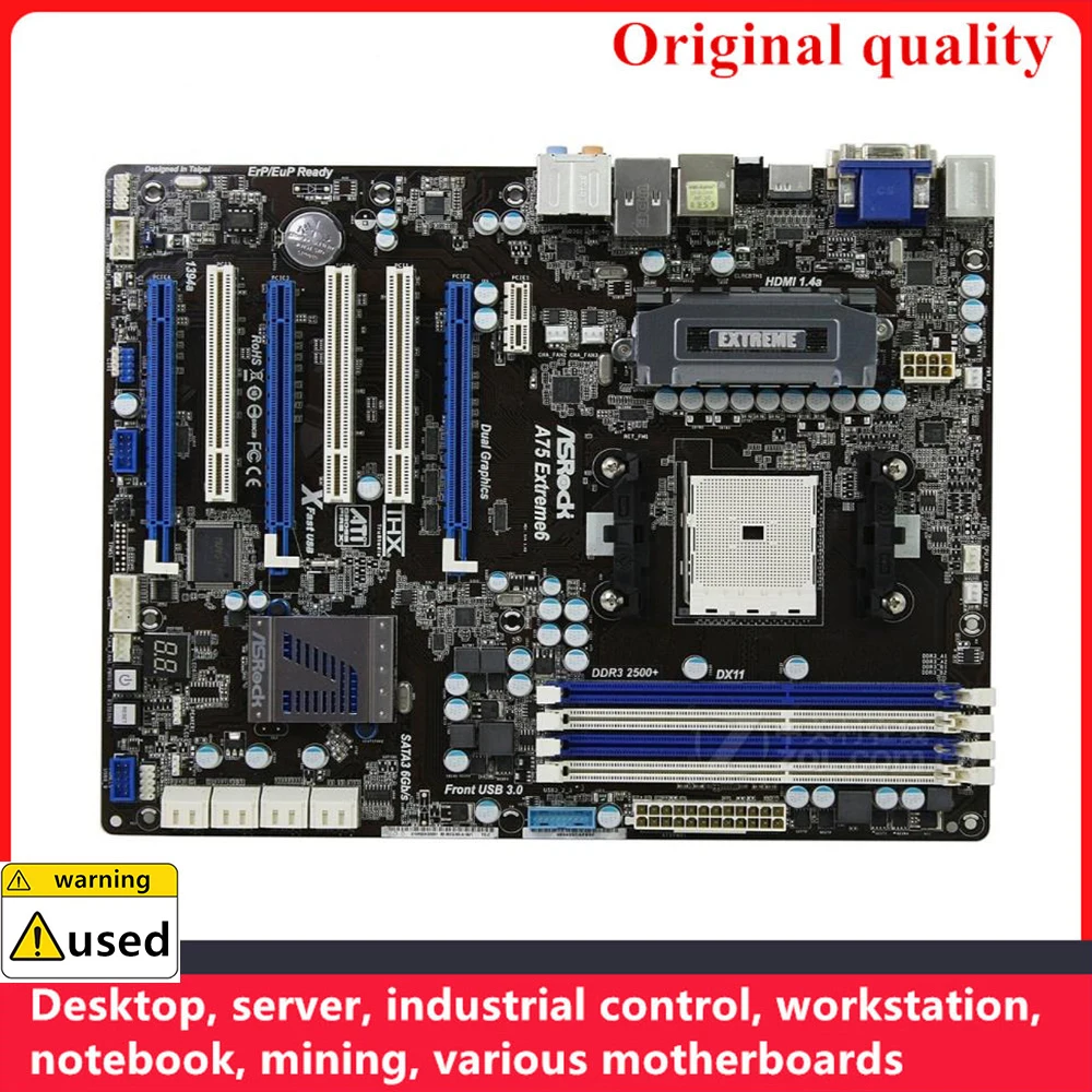 

Used For ASROCK A75 Extreme6 Motherboards Socket FM1 DDR3 16GB For AMD A75 Desktop Mainboard SATA III USB3.0