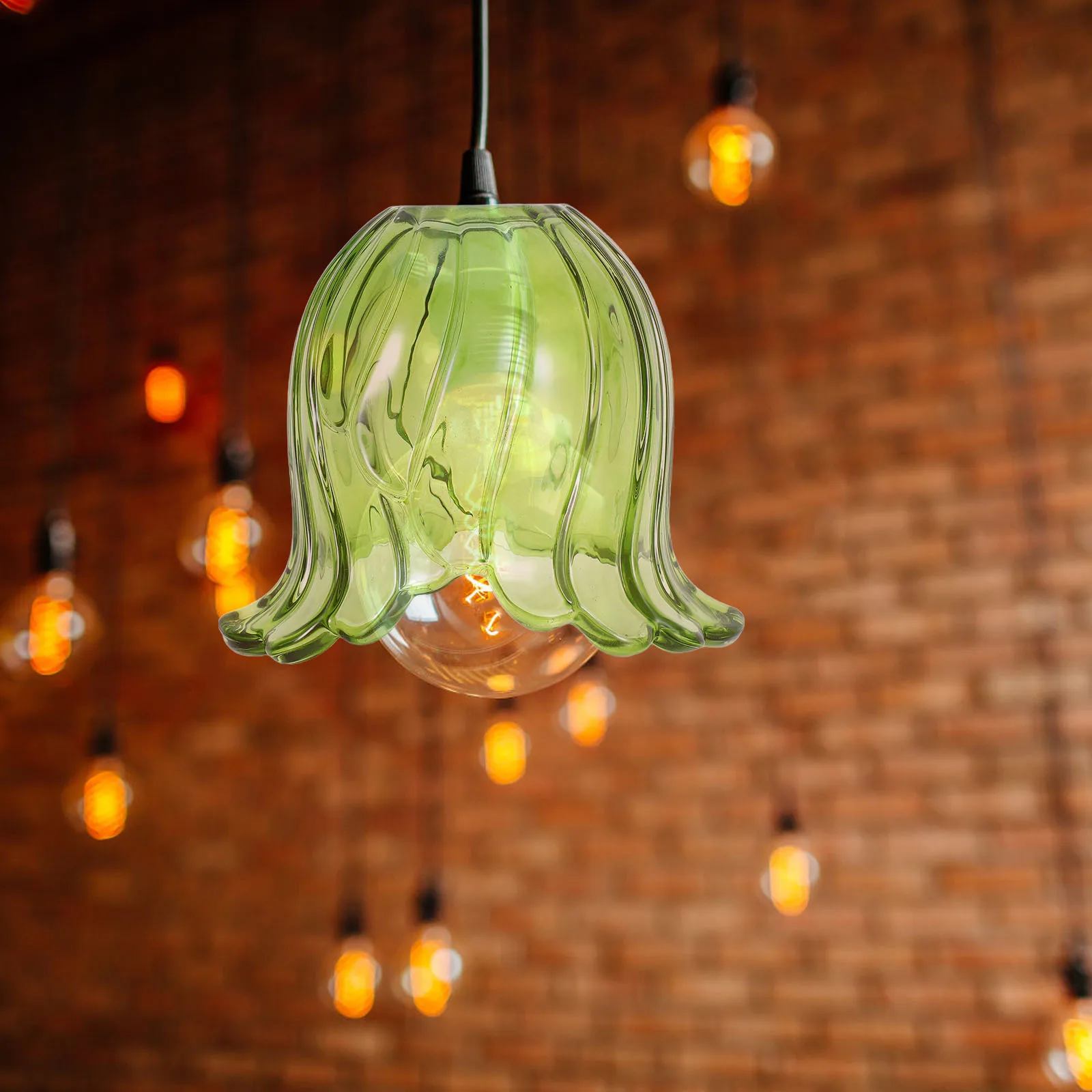 

Green Glass Lamp Shade Replacement for Table Lamp Wall Pendant Lighting Decorative Vintage Small Light Fixture Soft Illumination