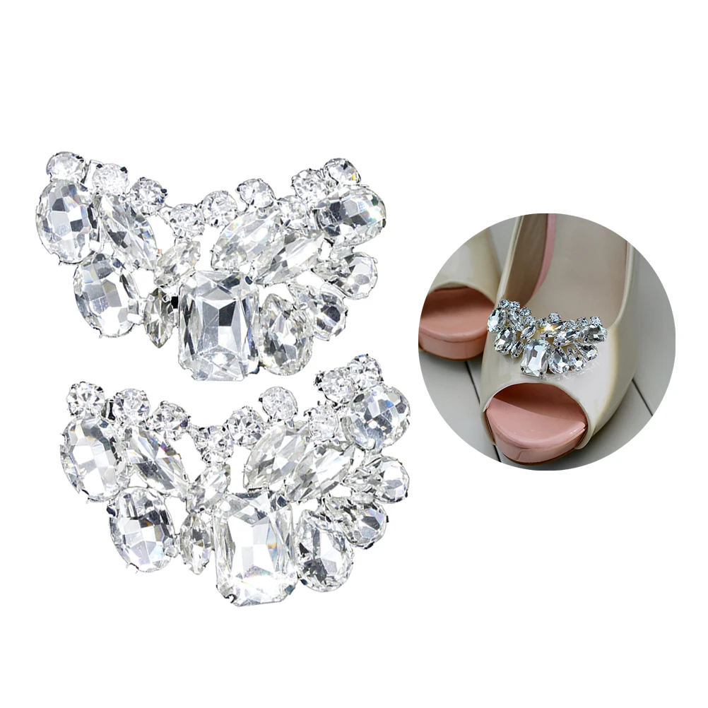 

Wedding Shoe Buckles Clips for Sandals DIY The Flowers Rhinestone Crystal Shoes