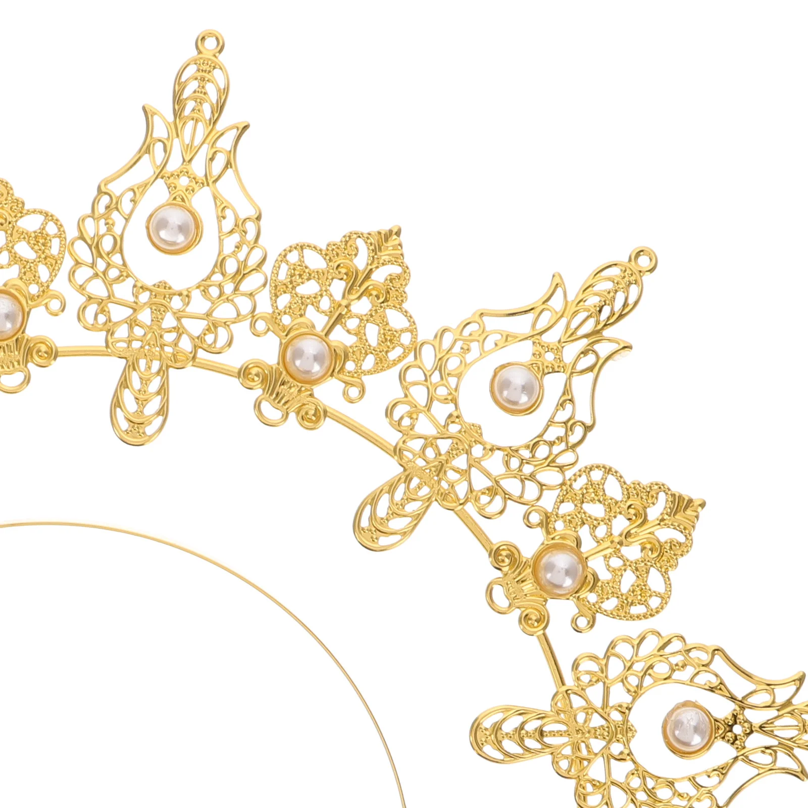 عصابة رأس على شكل تاج ذهبي، غطاء رأس للزفاف، إكسسوارات آلهة مزينة باللؤلؤ، إكسسوارات للشعر لمهرجان الزفاف والحفلات الراقصة #3