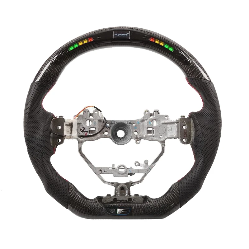 Customized Carbon Fiber Steering Wheel Black Leather Suitable For Lexus LX 570 GS350 ES350 RX350 LED