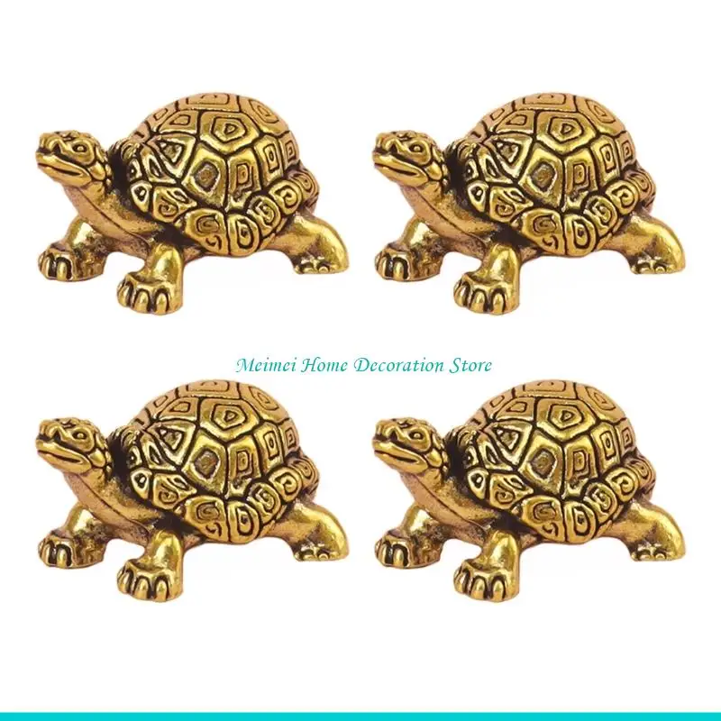 H7BF Pack Of 4 Mini Brass Turtles Birdbath Cleaner Disks Natural Water Purification Figurine For Outdoor Bird Baths Use