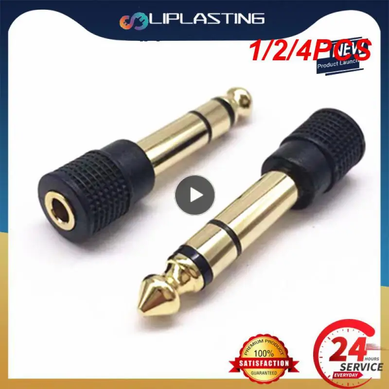 1/2/4PCS Microphone Speaker Plug Audio 6.35mm Male Plug to jack 3.5mm 3Poles Gold Plated Female Socket Speaker Adapter