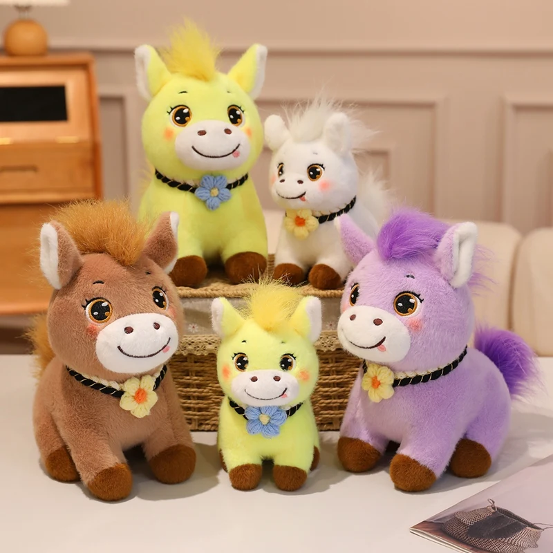 

18/26 см кавайная лошадь с цветком, плюшевые игрушки, мягкие обнимающиеся куклы-лошади, игрушки для детей, подарки на день рождения для девочек