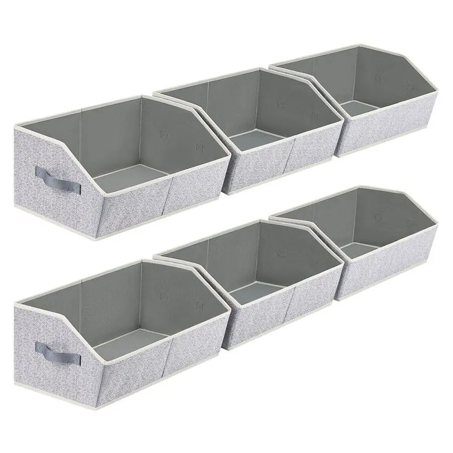 

Closet Organizers Bins 6 Packs Large Closet Shelf Organizer with Handles, Fabric Trapezoid Storage Bins, Collapsible Storage Cub