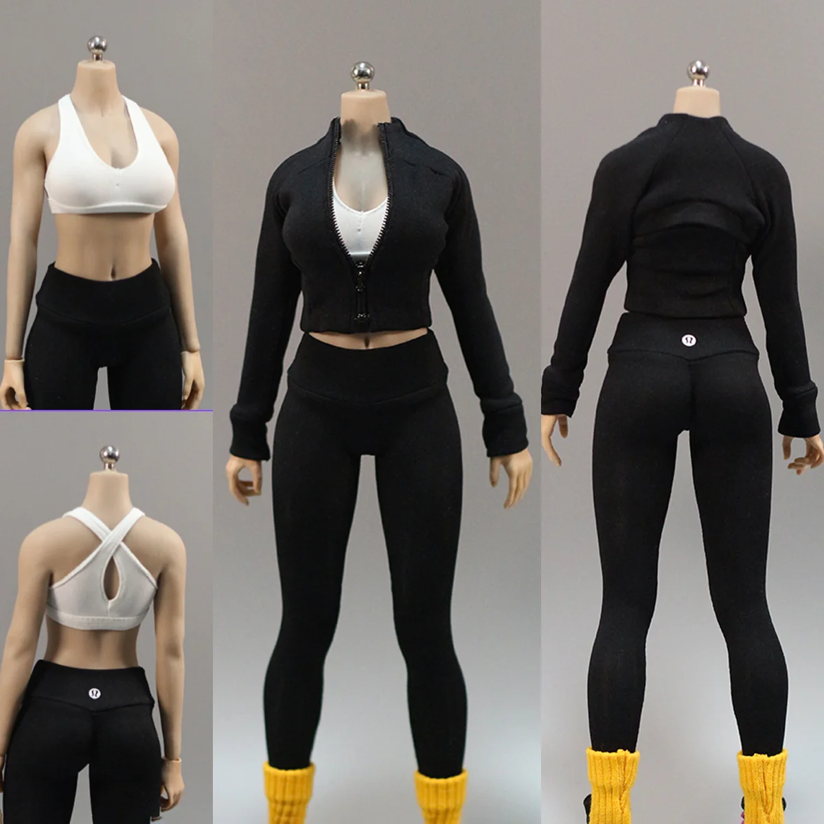 

HAILI TOYS 1/6 Female Zipper Tops Leggings Sprots Yoga Clothes Model Fit 12'' TBL S53A S10D S46A Soldier Action Figure Body Doll