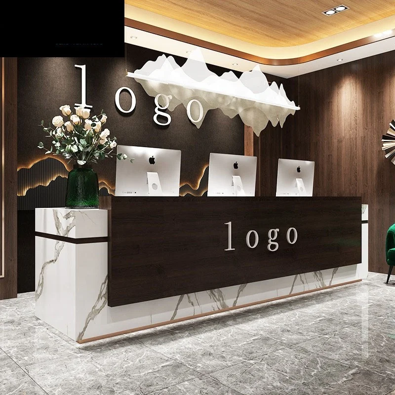 Custom. Fashionable Modern Simple Hotel Boutique Cashier Counter Reception Desk for Restaurant Salon