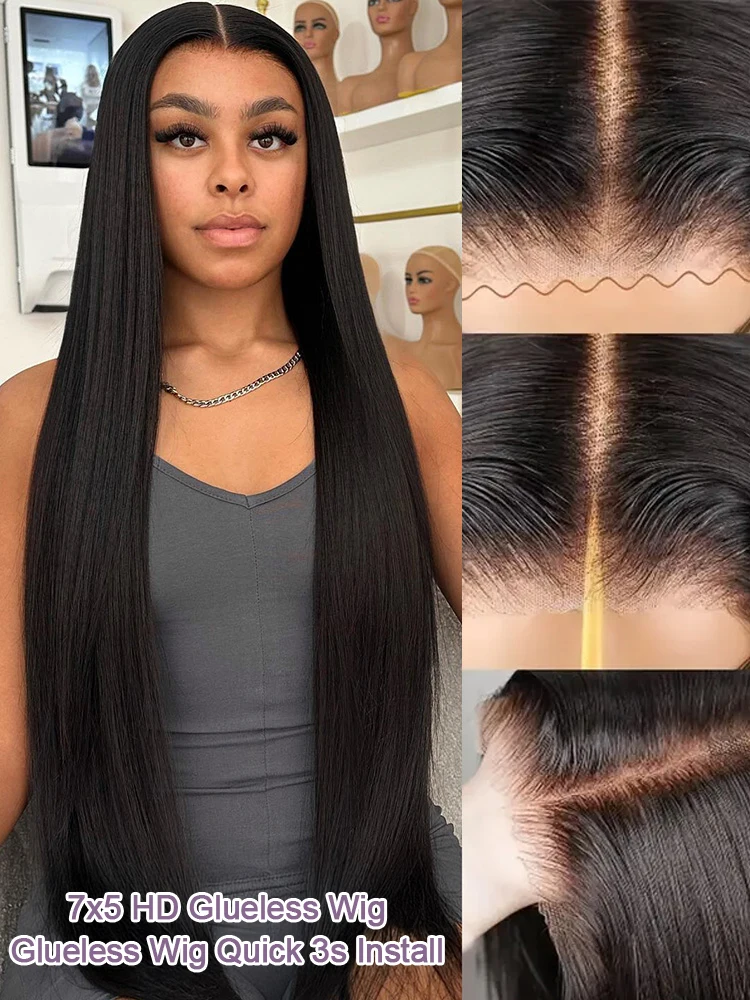 300 Density Wear and Go Glueless Straight HD Lace 13x6 13x4 Lace Front 4x4 Closure Vietnamese Human Hair Wigs for Women image 5