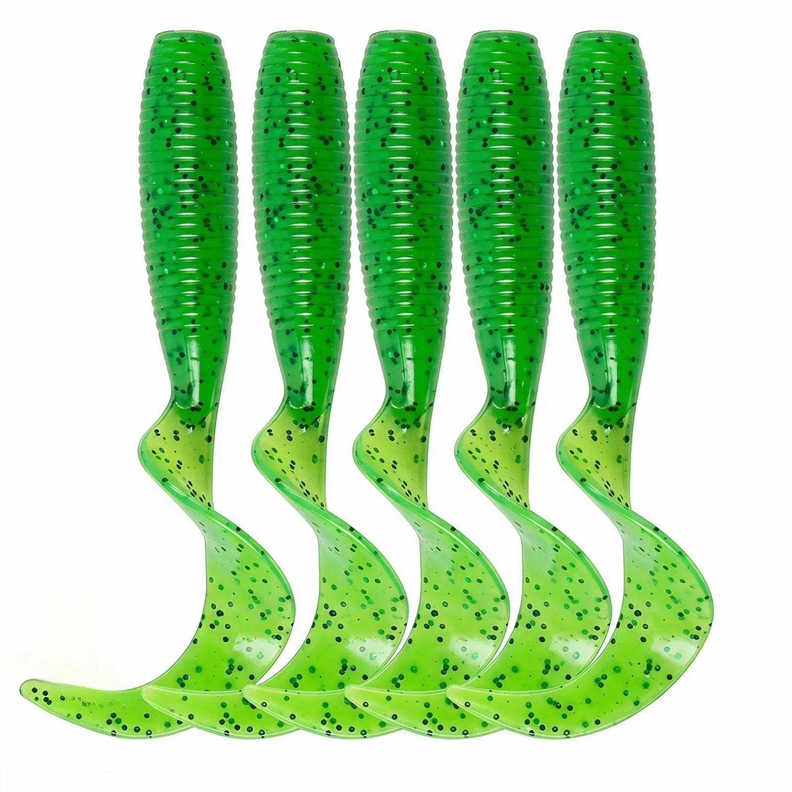 Curly Tail Worm Soft Bait 5pcs,Durable Tear-Resistant Grub Lure for Jig Head, Spinnerbait, Chatterbait Trailer Tackle
