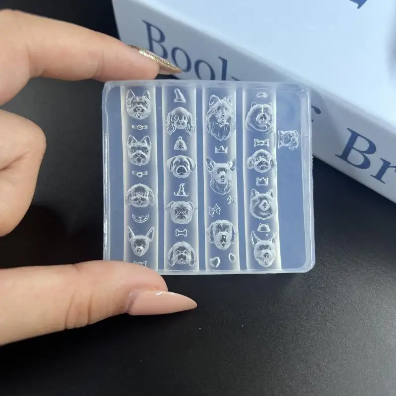 Moule 3D en Silicone pour Nail Art, chiot, bricolage, dessin animé mignon, Animal, chien, conception d'ongles, modèle de sculpture Transparent pour Nail Art