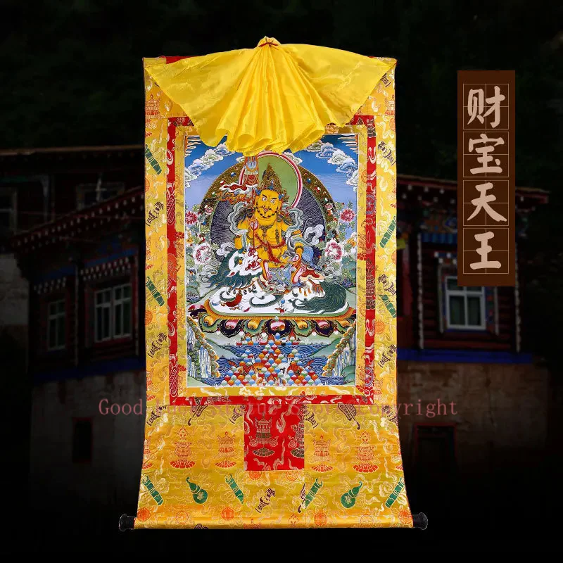 

Wholesale Buddhist supplies 120CM LARGE Greco-Buddhist Buddhism ART Vaisravana Buddha Wealth God Thang-ga Thangka hang painting