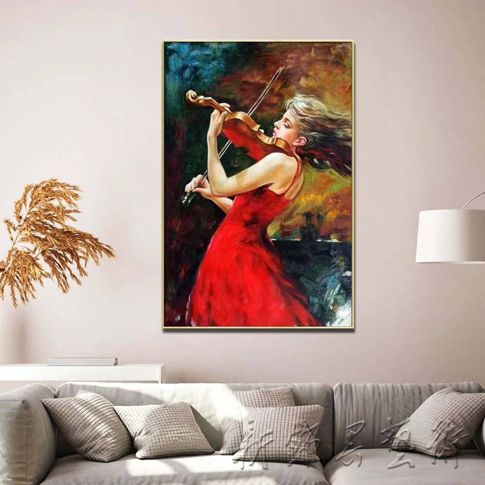 Andrew Atroshenko oil painting reproduction Russian figure painting playing violin Modern wall decoration art free shipping