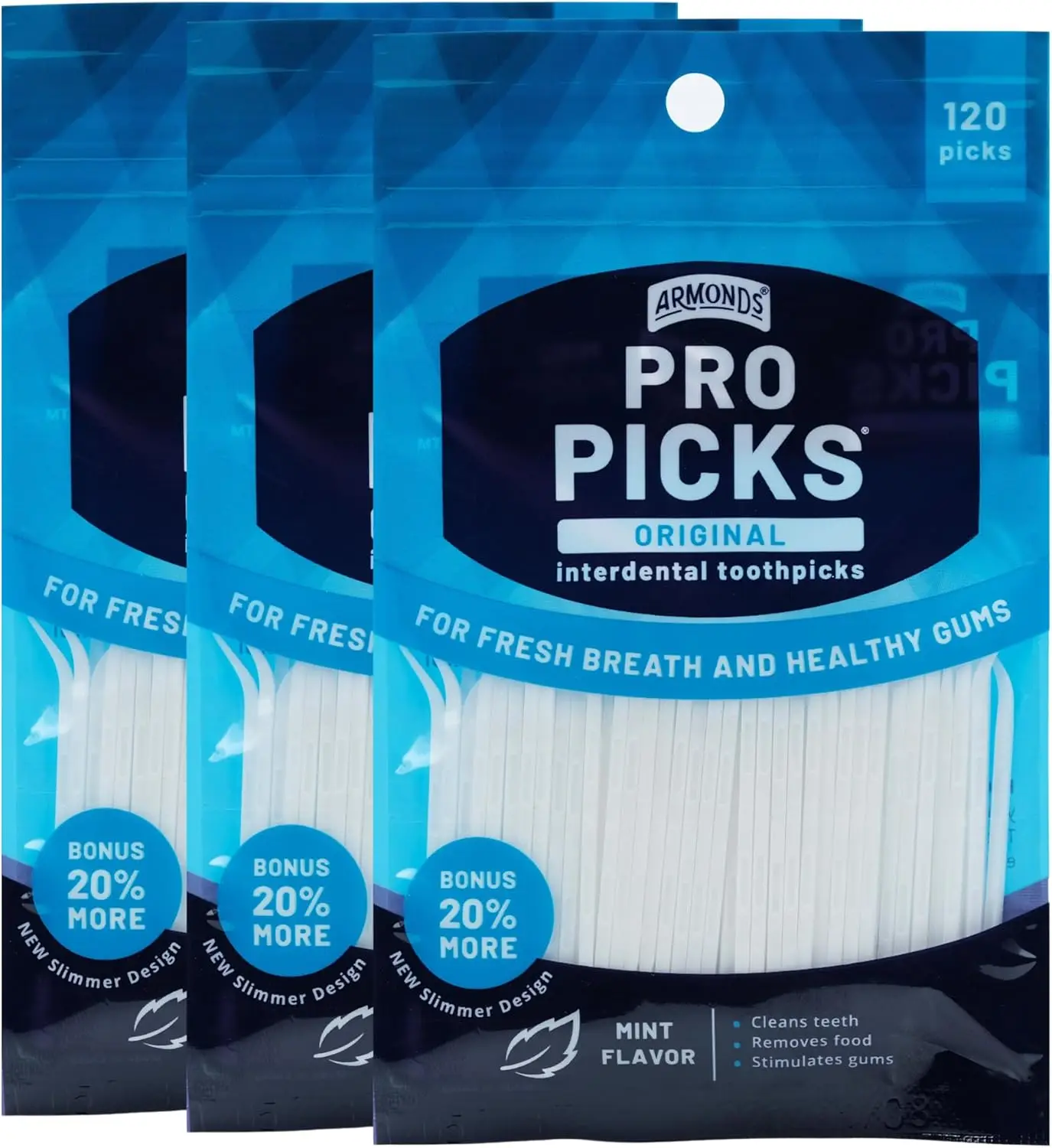 

Original Dental Picks for Teeth Cleaning - Disposable Plastic Toothpicks for Teeth & Gums - Cleans Teeth & Massages Gums