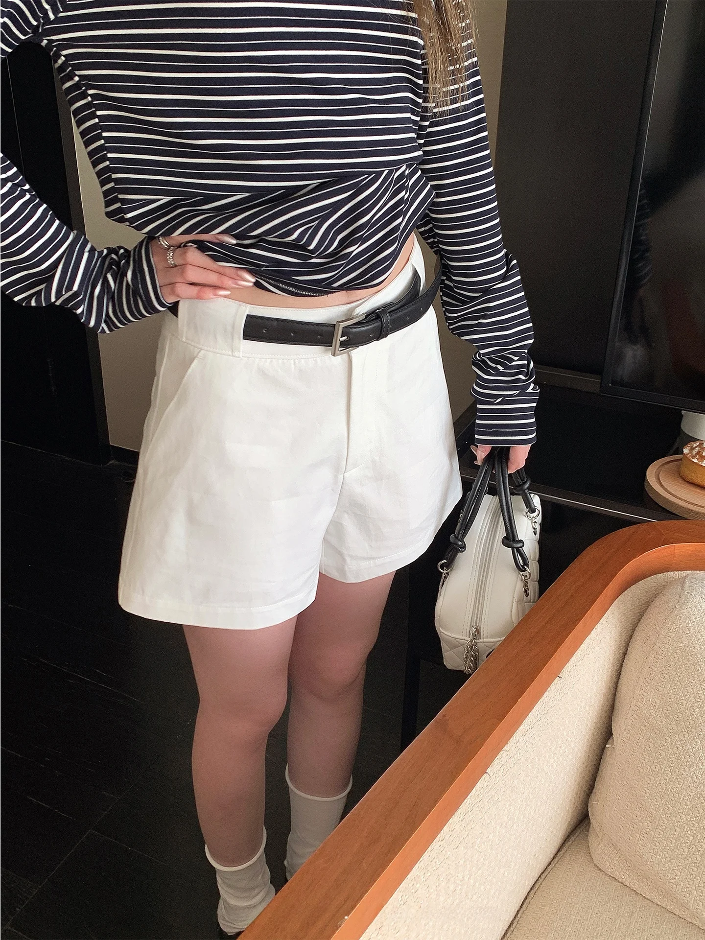 

Белые прямые брюки с высокой талией для женщин, весна-лето, новинка, универсальные, стройнящие, широкие, повседневные