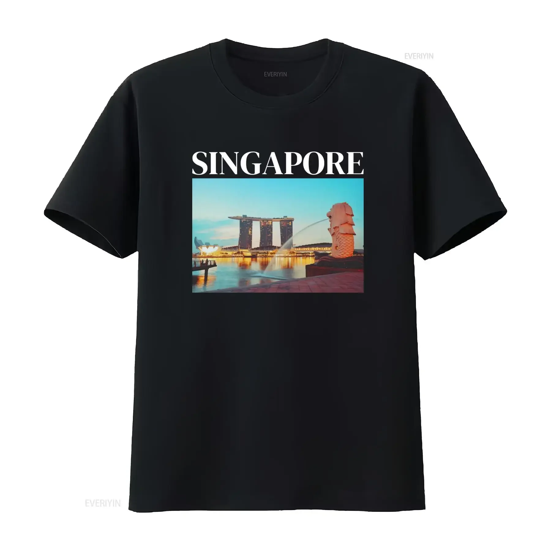 Vintage Singapore T Shirt Retro Merlion Marina Bay Sands River Print Casual vintage Washed Stylish Unisex designer clothes