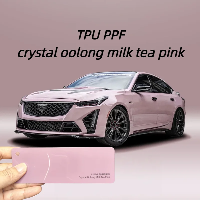 

Виниловая пленка Crystal Oolong Milk Tea Pink TPU PPF с эффектом мокрого глянца, самовосстанавливающаяся, меняющая цвет, для защиты кузова автомобиля, горячая распродажа, бесплатная доставка