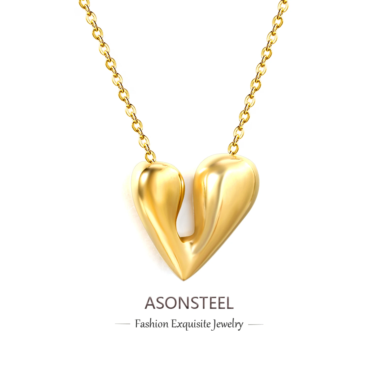 

ASONSTEEL Charm Stainless Steel Heart Pendant Necklace for Women Clavicle Chain Aesthetic Jewelry Romantic Valentine's Day Gift