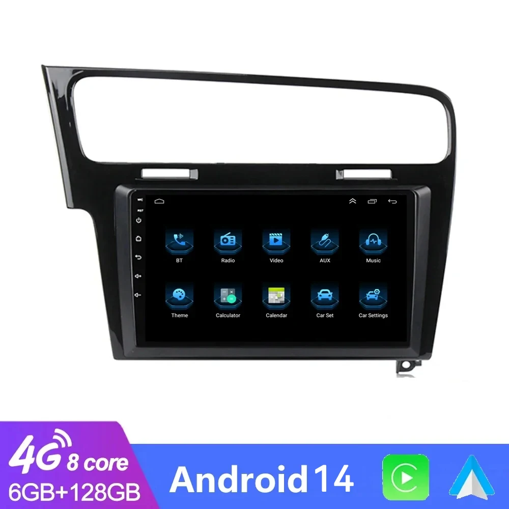 For Volkswagen VW Golf 7 MK7 GTI 2011-2021 Car Radio Carplay Multimedia Android 14 Auto Navi GPS Stereo New Video Player Mirror