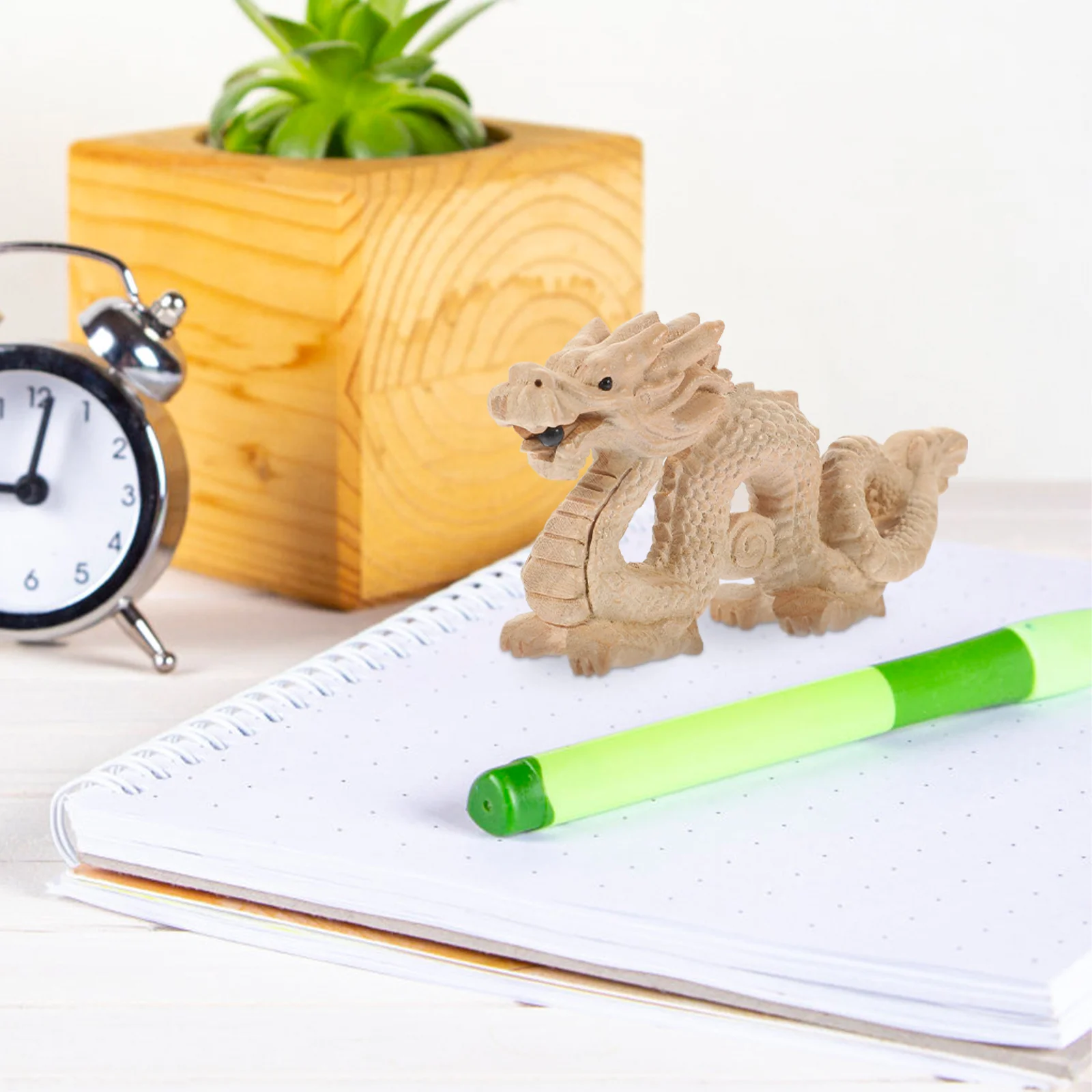 

Dragon Ornament Adornment Wood Craft Carving Modeling Decor Tea Pet Statue Wooden