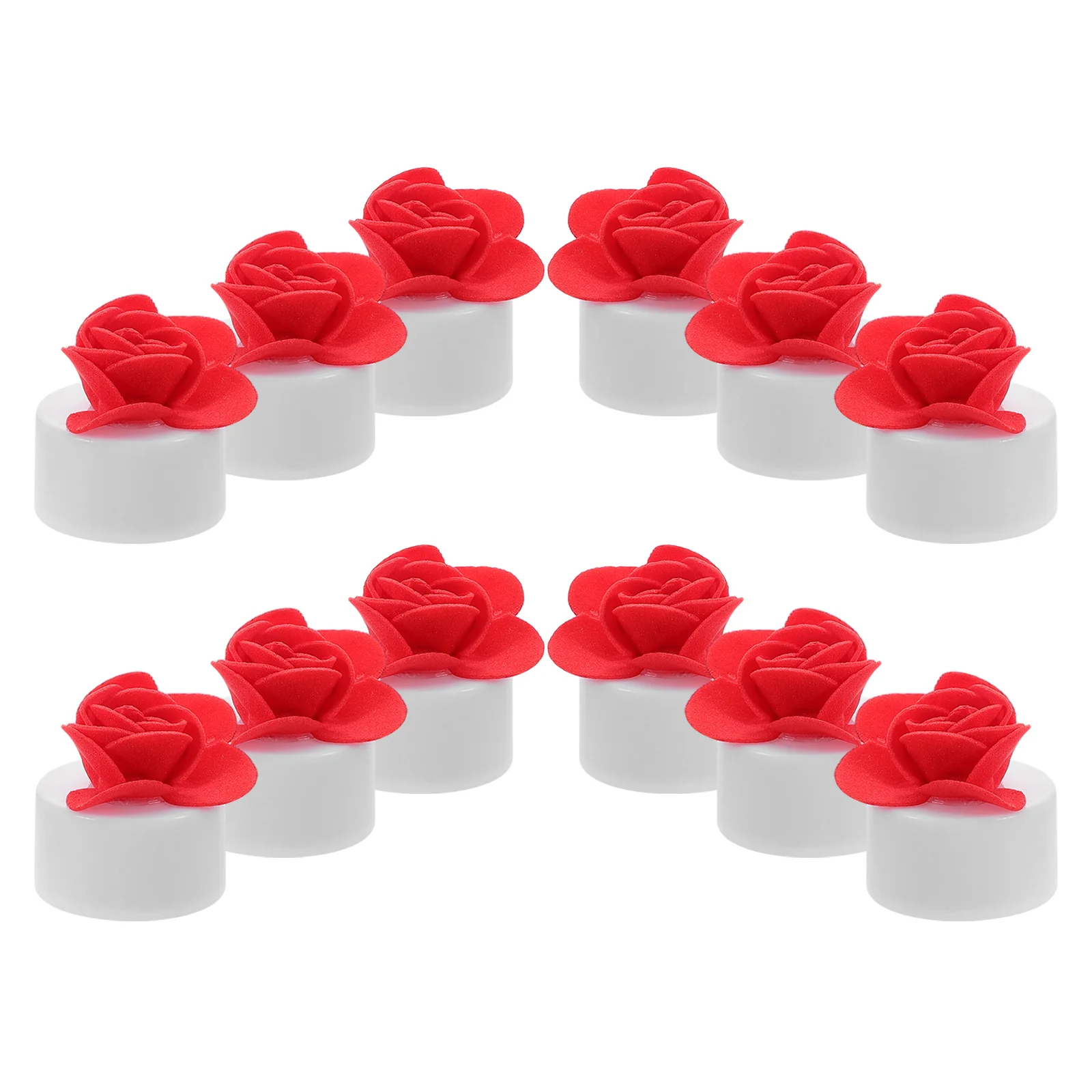 12 шт. реалистичных светодиодных чайных фонариков в форме роз, беспламенные лампы с теплым светом для свадебного декора