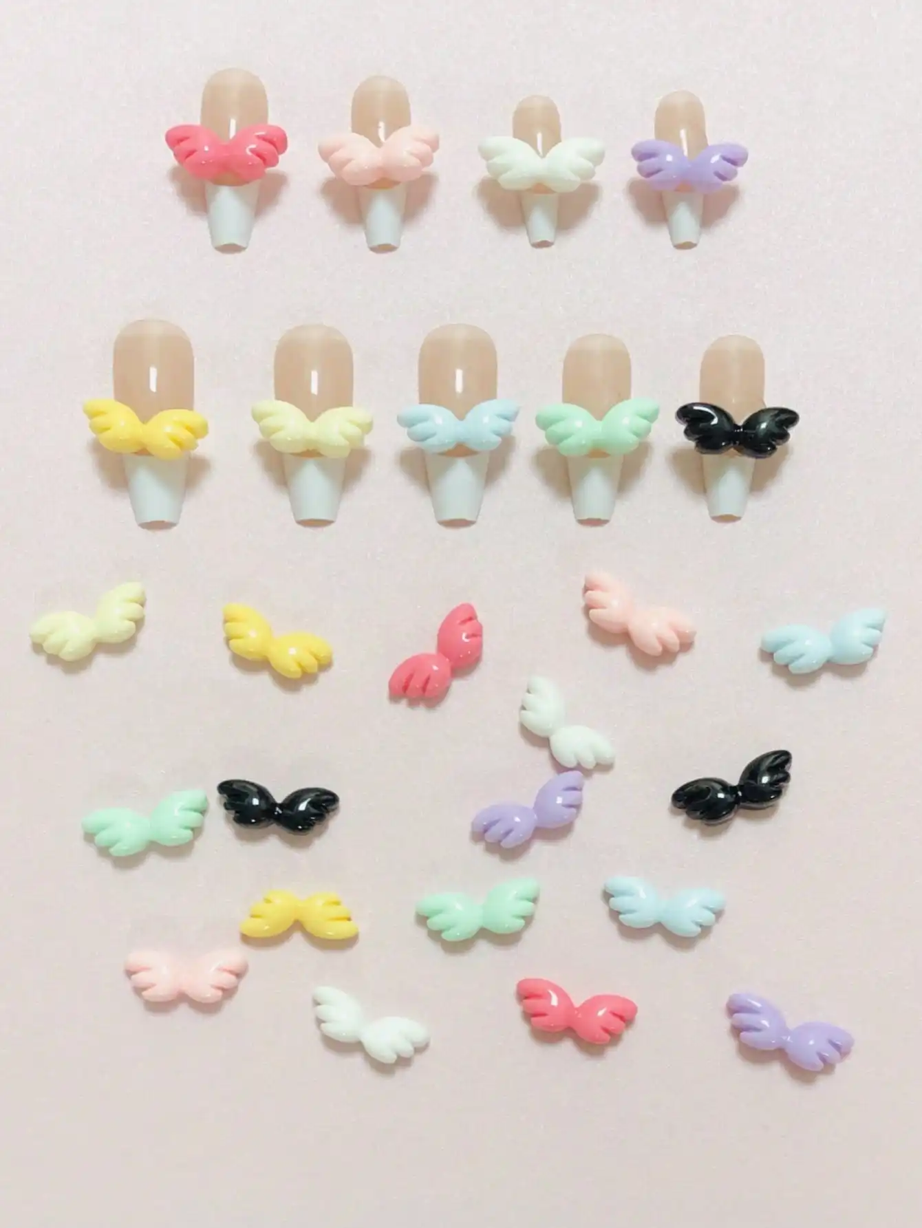 40 Uds mezcla música ocho notas signo fresa fruta arco ala labios corazón te amo Kawai dibujos animados decoración de uñas encantos