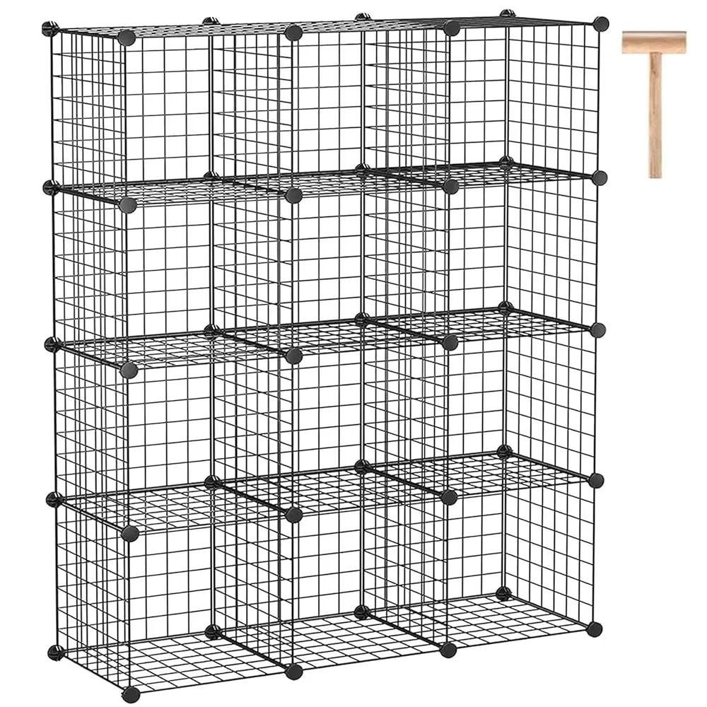 

Wire Cube Storage, 12-Cube Storage Organizer Metal, C Grids Storage Bins Shelving, Modular Bookshelf Shelf, Closet Cabinet I
