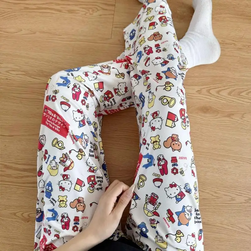 Kawaii Hello Kitty Thin Pajamas Pants Sanrio Anime Cartoon Pajamas Pochacco Pattern Soft Comfortable Cute Girl Home Clothes