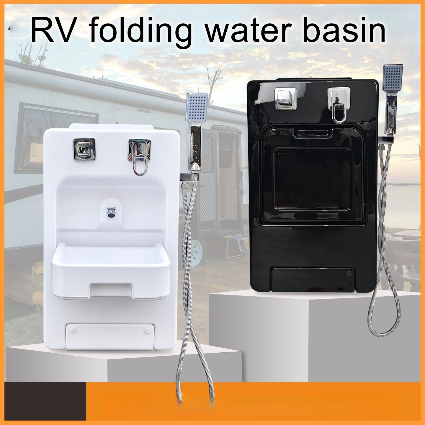 RV folding washbasin RV bathroom folding bath cabinet for washing face and shower dual-use