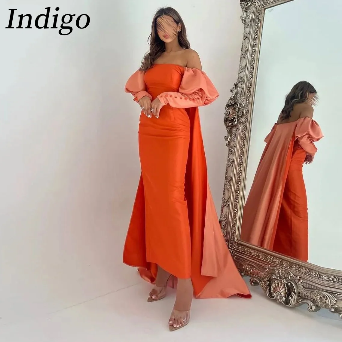 

Indigo Evening Dresses Mermaid Off Shoulder Sweep Train Women ELegant Formal Party Dress 2024 vestidos de gala فساتين السهرة