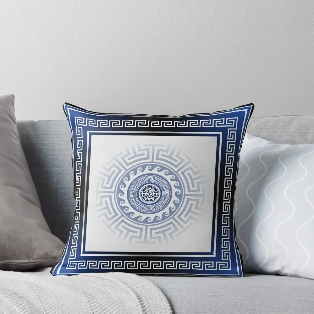 

Greek Key Meander Blue White Silver Throw Pillow Covers For Sofas New year Pillow Case Christmas Decorative Cushion Cover pillow