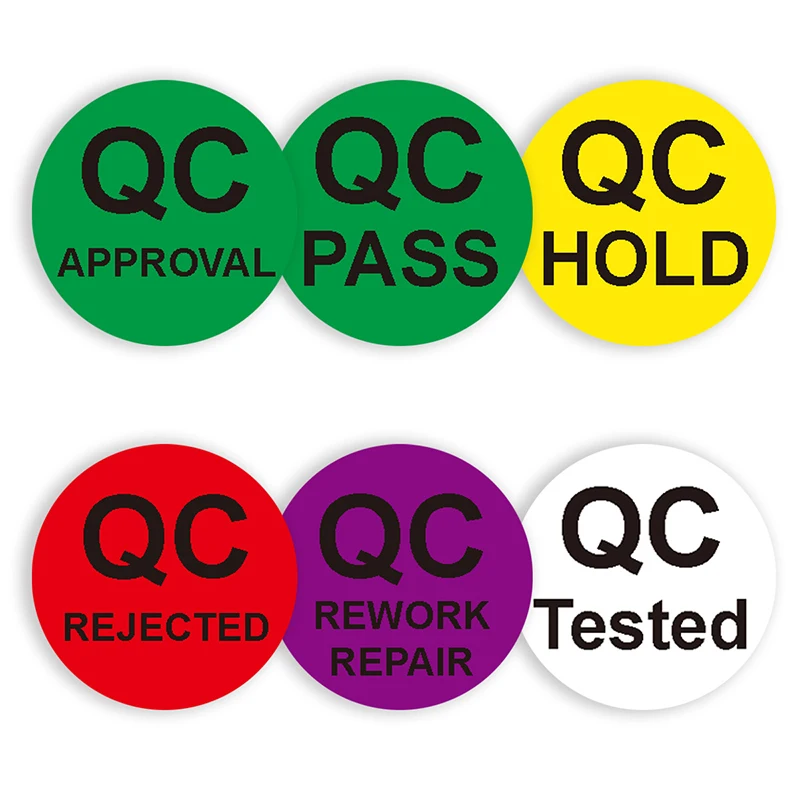 500Pcs/Roll QC Quality Inspection Sticker 2.5cm/1inch Color Round Product Check Sticker Label For Business QC PASS/QC HOLD