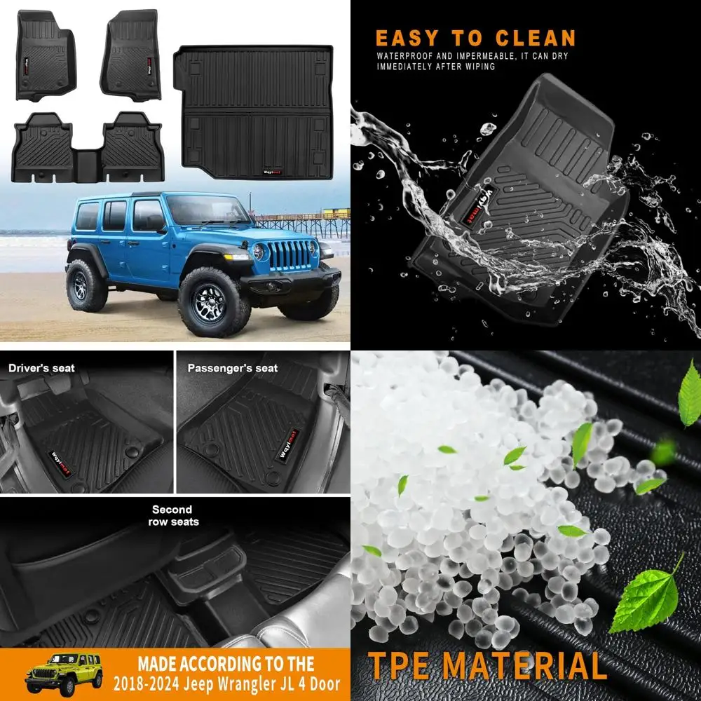

На заказ для Jeep Wrangler JL 2018-2025 гг., 4-дверные напольные коврики и грузовой вкладыш, всепогодный резиновый защитный коврик из ТПЭ (для 18-25 JL 4 Do)