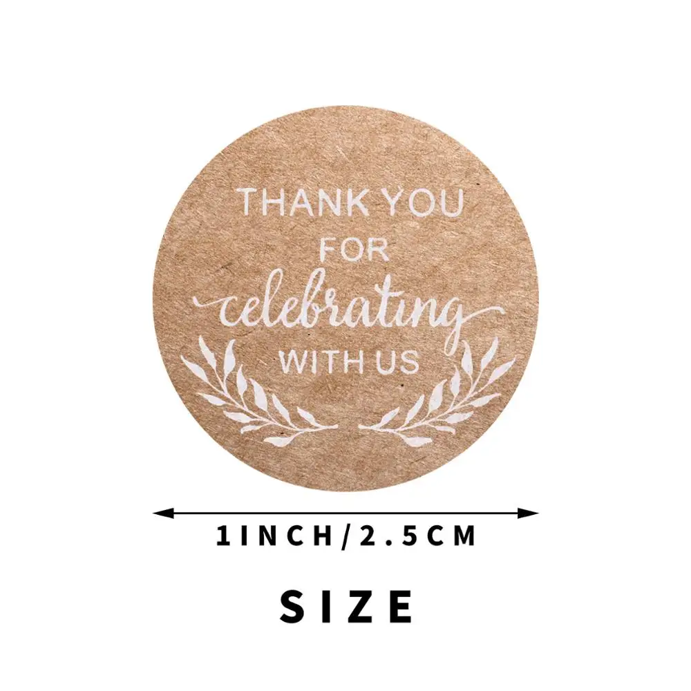 50pcs Round Thank You Stickers Scrapbooking Kraft Stickers Wedding Gift Packaging Seal label Sticker Stationery Stickers