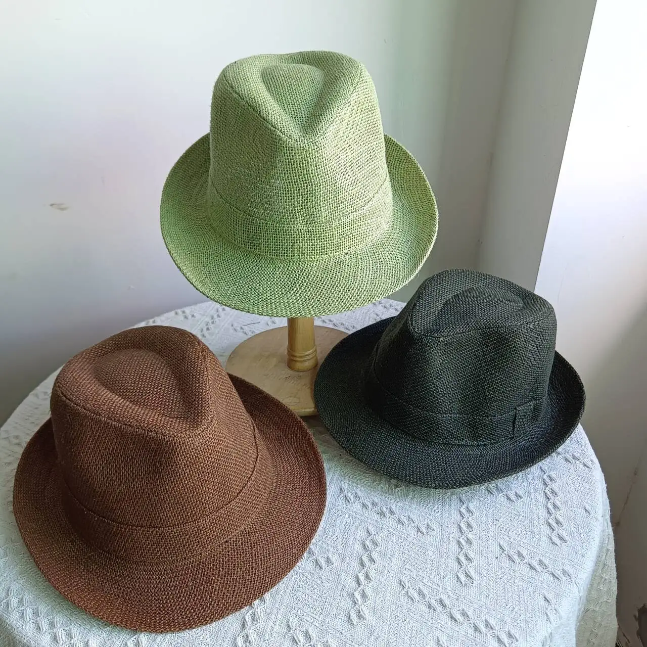

Men's straw fedora Panama derby fedora summer linen sun hat adult men's hat men's top hat breathable beach hat new
