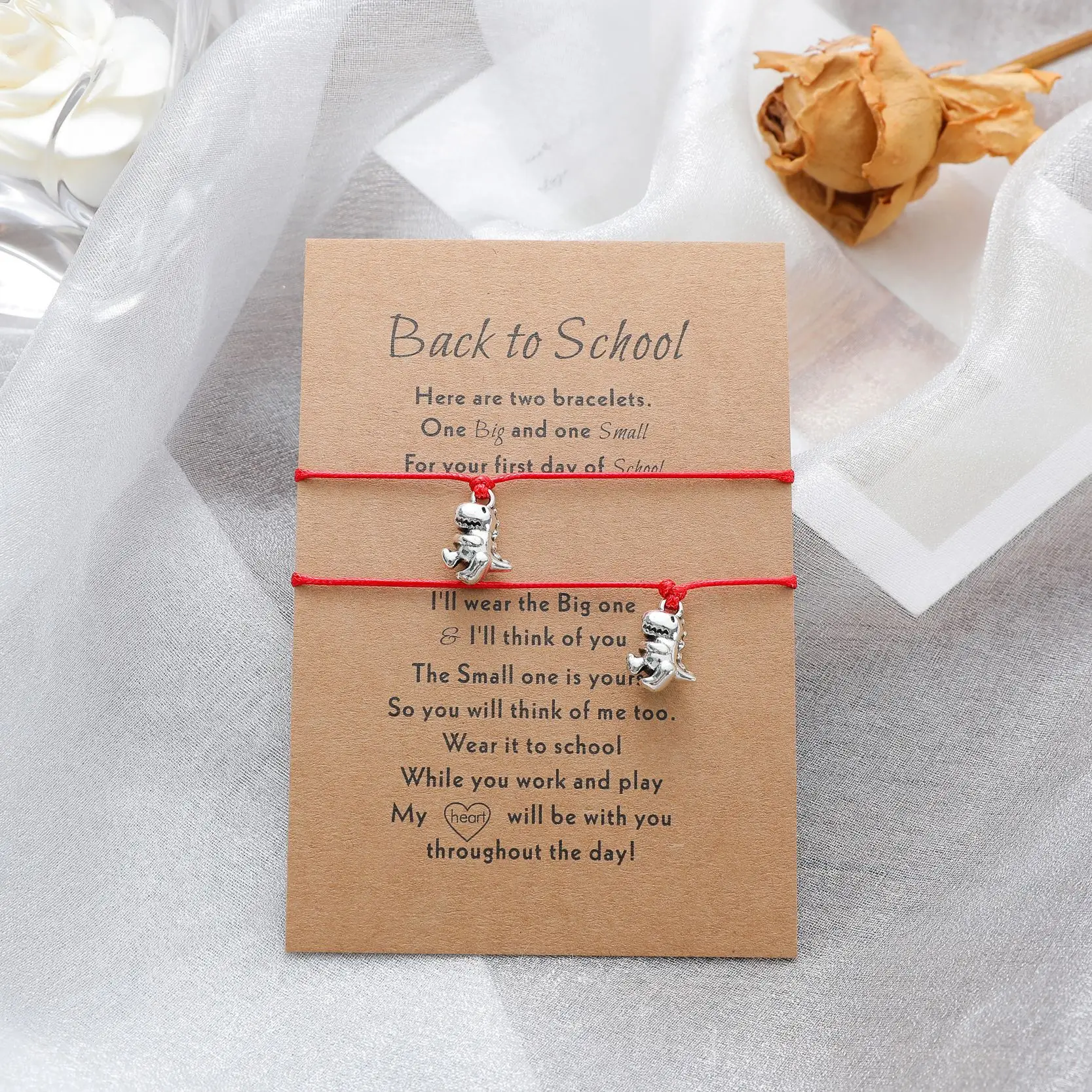 Fashion New Dinosaur Opening Season Card Bracelet Versatile Parent-child Gift Wax Thread Weaving Bracelet Jewelry Gift Wholesale