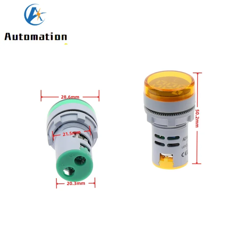 Mini LED Indicator 22mm Digital Display Thermometer Meter -20-200 Degrees Voltage AC20-380V Temperature Sensing Probe Wire