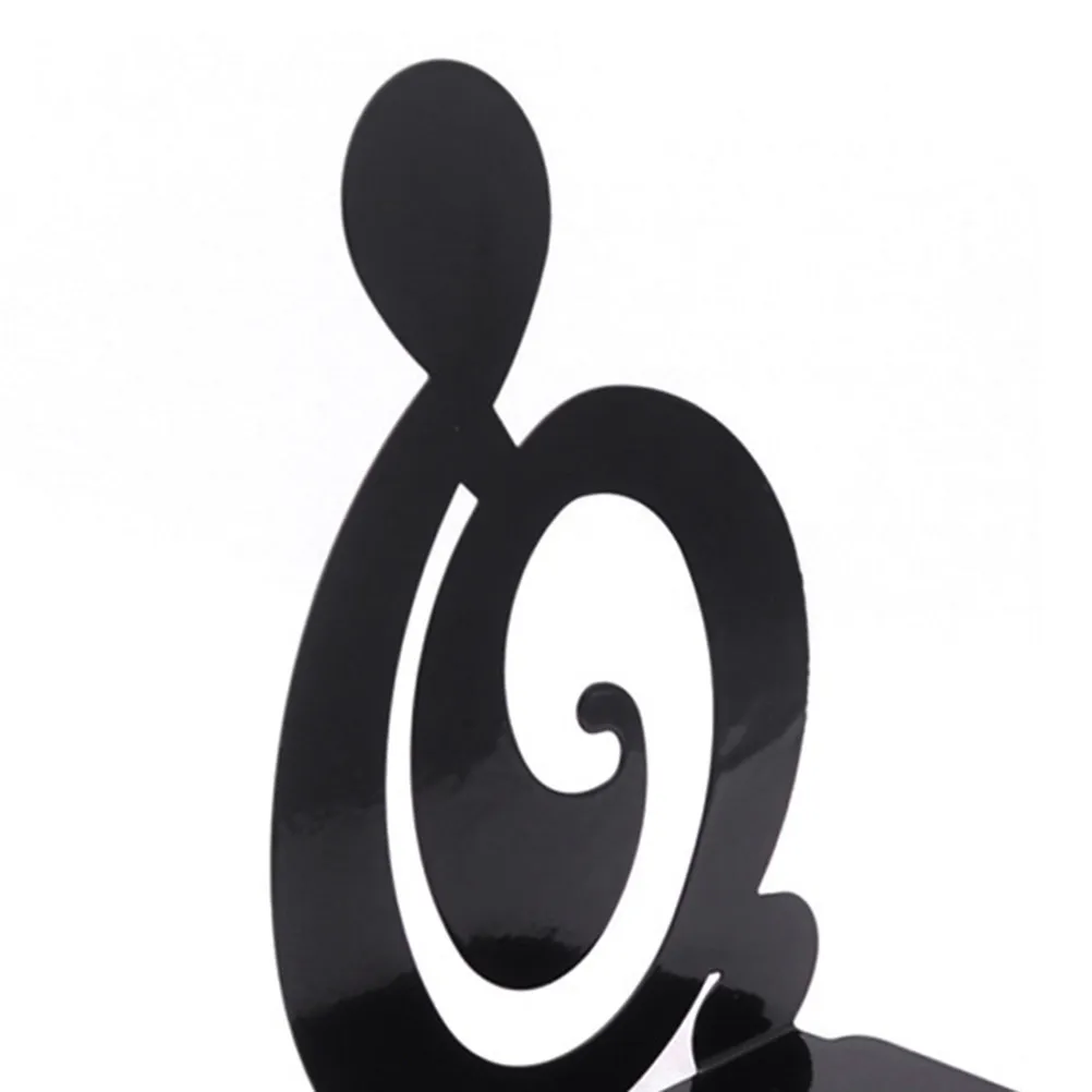 A Pair Music Note Bookends Metal Desktop Stand Black Treble Non Skid Book Supports for Dvds Magazines Files Shelves