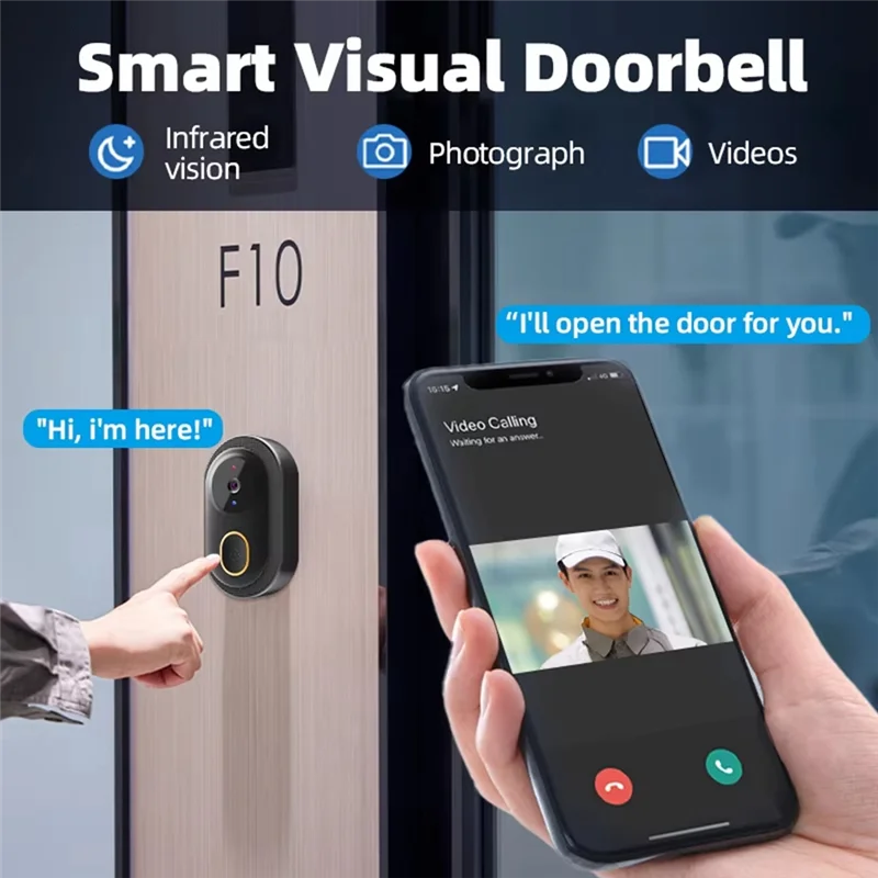 AB53 Tuya Wifi Video Doorbell ไร้สาย HD กล้อง IR Alarm Security สมาร์ทหน้าแรก Wifi Intercom ประตู Bell กล้องสําหรับ Home