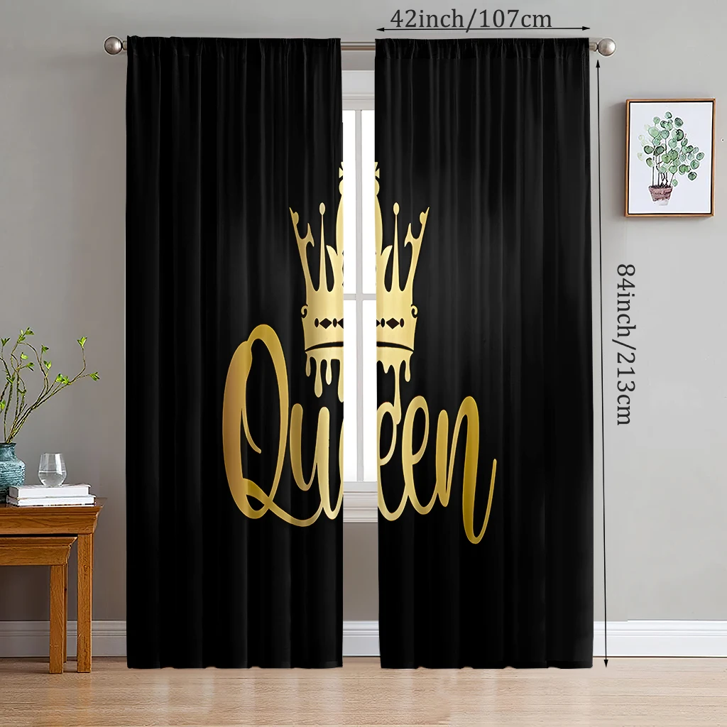 

2 шт./черные шторы с принтом короны-подходят для спальни, гостиной, кабинета, частные шторы, шторы для гостиной